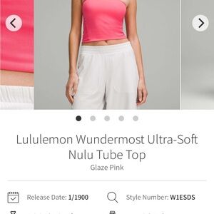 lululemon Wundermost Ultra-Soft Nulu Tube Top - Pink